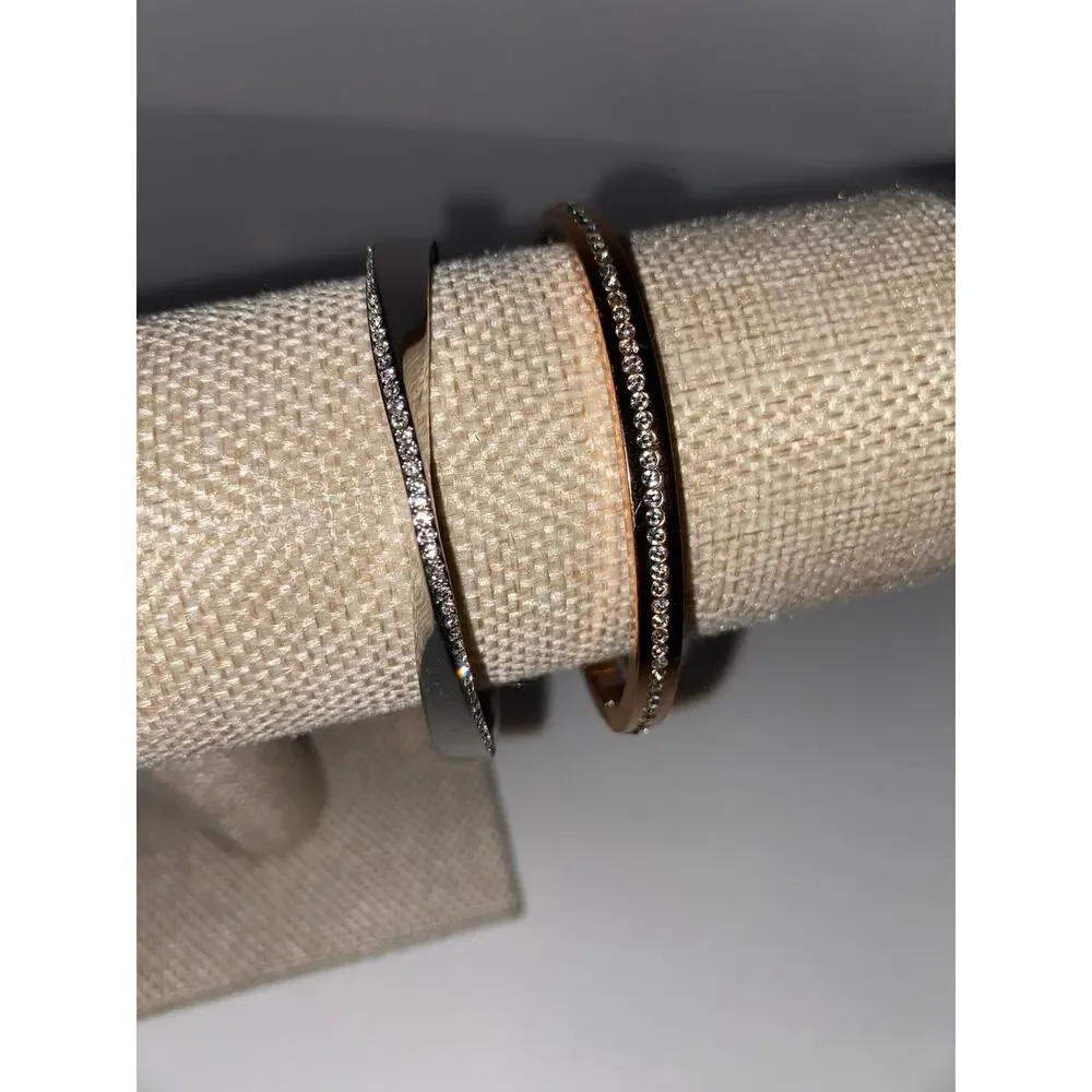 Kate Spade New York Set of 2 Hinged Crystal Bangles – Rose Gold & Silver Tone